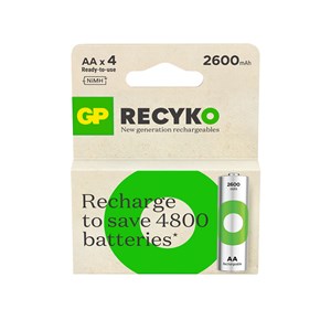 Batterier laddningsbara, AA, 2600mAh 4-pack
