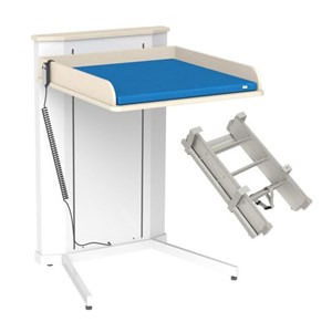 Skötbord höj o sänk 76-96 cm, stege o madrass