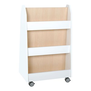 Quadro Bokhylla dubbel på hjul, vit, björkstomme