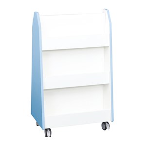 Quadro Bokhylla dubbel på hjul, lj.blå, vit stomme