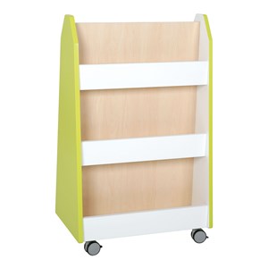 Quadro Bokhylla dubbel på hjul, lime, björkstomme