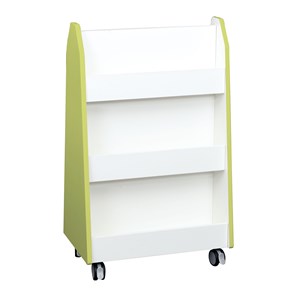 Quadro Bokhylla dubbel på hjul, lime, vit stomme