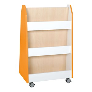 Quadro Bokhylla dubbel på hjul, orange,björkstomme