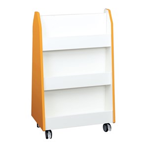 Quadro Bokhylla dubbel på hjul, orange, vit stomme