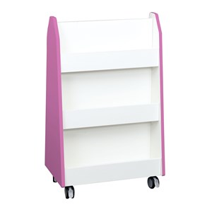 Quadro Bokhylla dubbel på hjul, cerise, vit stomme