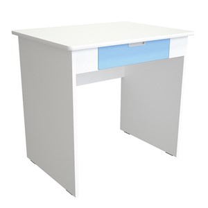 Quadro Skrivbord med ljusblå bred låda, vit