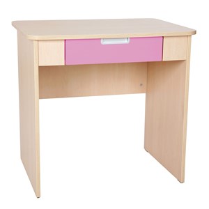 Quadro Skrivbord med rosa bred låda, björk