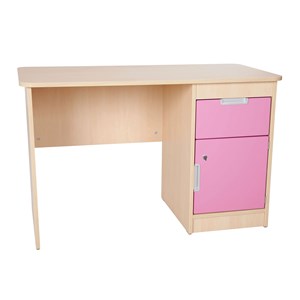 Quadro Skrivbord H dörr+låda rosa, björk