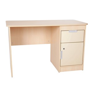 Quadro Skrivbord H dörr+låda beige, björk