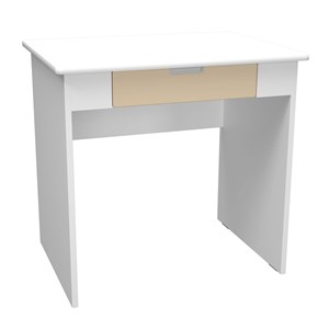Quadro Skrivbord med beige bred låda, vit