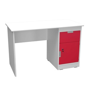 Quadro Skrivbord H dörr+låda röd, vit