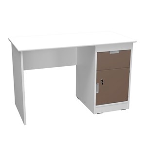 Quadro Skrivbord H dörr+låda brun, vit