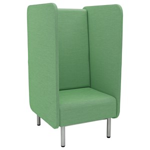 Fåtölj Flamea 2, 1-sits, med hög rygg, grön flamsäkert skum