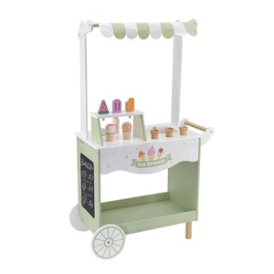 Glasskiosk med tillbehör, på hjul