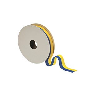 Satengbånd gult/blått 15 mm x 5 m