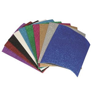 Dekorgummi glitter 10 farger