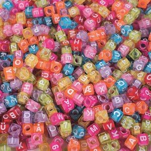 Plastperler Terninger A-Ø & 0-9, 900 stk.