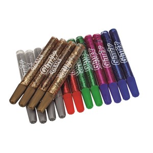 Glitte. lim 6 forskjellige farger, 15 ml, 16 stk.