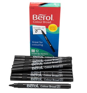 Tusjpenner Colour Broad 12 svarte penner