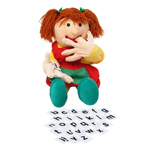 Hånddukke Samantha med bokstaver