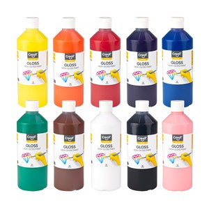 Hobbymaling glanset 10 farger x 500 ml