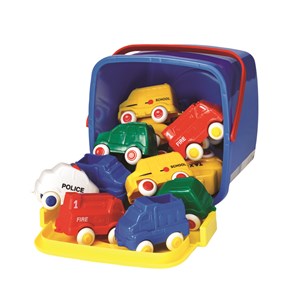Plastbiler medium i bøtte, 15 stk.