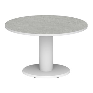 Søylebord Marcus Ø 120 cm, hvit + lys grå lino