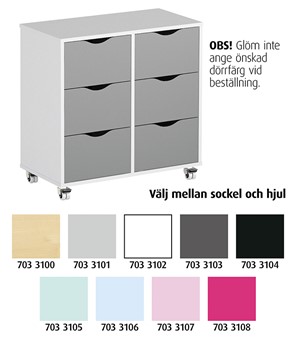Förvaring Astrid 6 lådor B80cm, lg/himmelblå REA