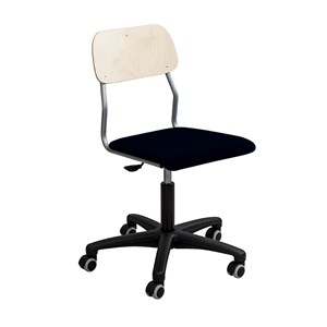 Stol Oldie m. hjul sh  42-54 cm, bjørk/svart stoff