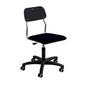 Stol Oldie m. hjul sh  52-71 cm, svart/svart stoff