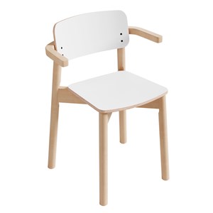 Stol Fanny med armlener sh 38 cm, hvitt laminat