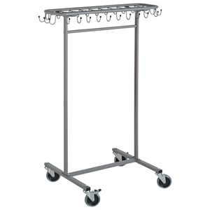 Klädvagn Roller med 30 krokar, grå