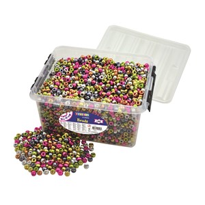 Kongoperler metallic i plastboks 4000 stk.