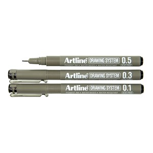 Fineliner Artline 3 olika svarta