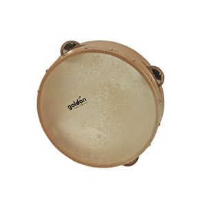 Tamburin med 3 par bleck, naturskinn Ø 20 cm