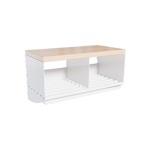 Sittbänk/Skohylla Basic 2-plats bok/vit