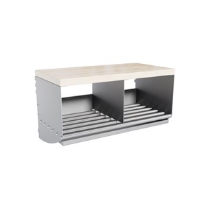 Sittbänk/Skohylla Basic 2-plats björk/gråmetallic