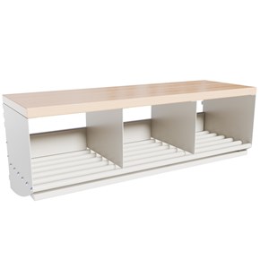 Sittbänk/Skohylla Basic 3-plats bok/grå