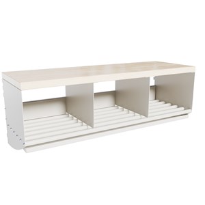 Sittbänk/Skohylla Basic 3-plats björk/grå