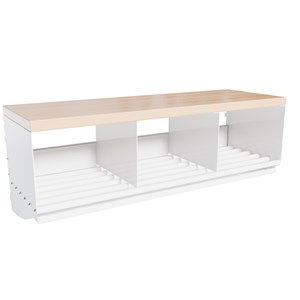 Sittbänk/Skohylla Basic 3-plats bok/vit