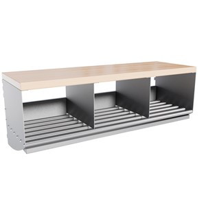 Sittbänk/Skohylla Basic 3-plats bok/gråmetallic
