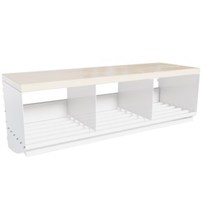 Sittbänk/Skohylla Basic 3-plats björk/vit