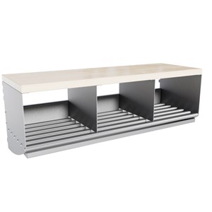 Sittbänk/Skohylla Basic 3-plats björk/gråmetallic