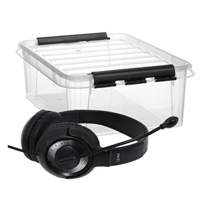 Klassepk. 15 Hodetelefoner m/mikr. + oppbev.boks